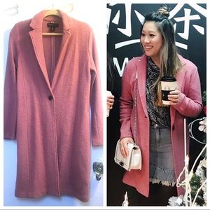 Rachel Zoe Pink Longline Wool Blend Coat Medium